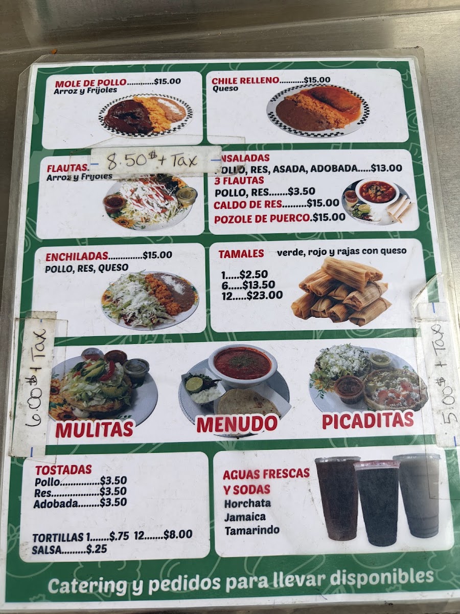 Ada’s Mexican Food Truck menu board