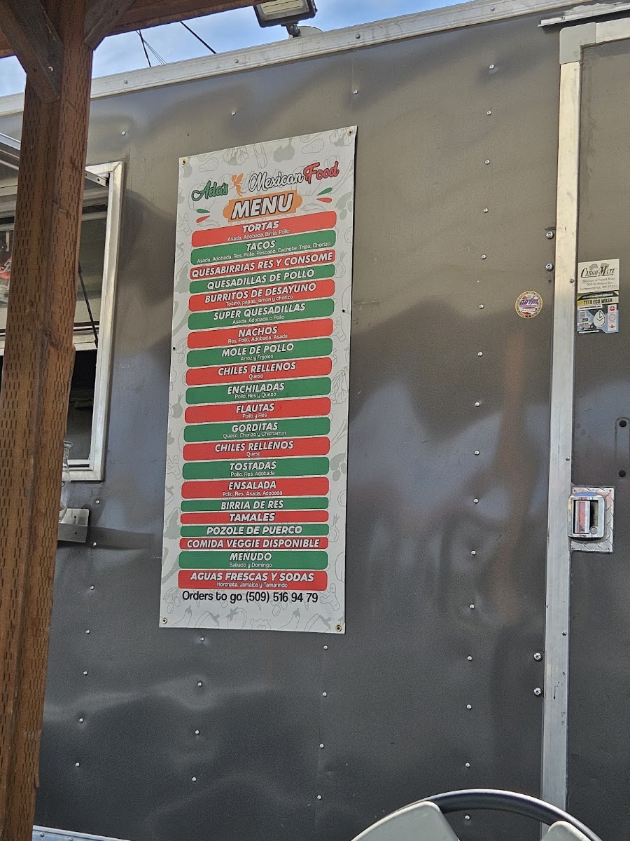 Ada’s Mexican Food Truck menu board
