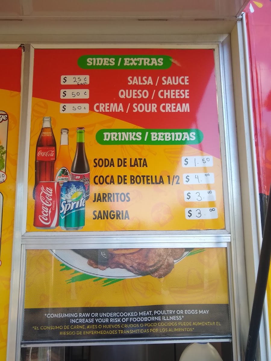 Tacos Michoacan menu board