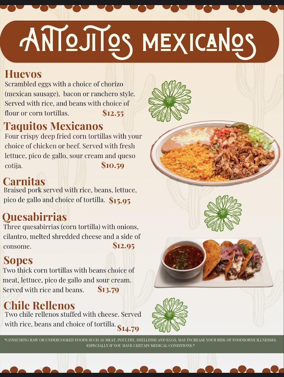 Primos Mexican Grill menu board