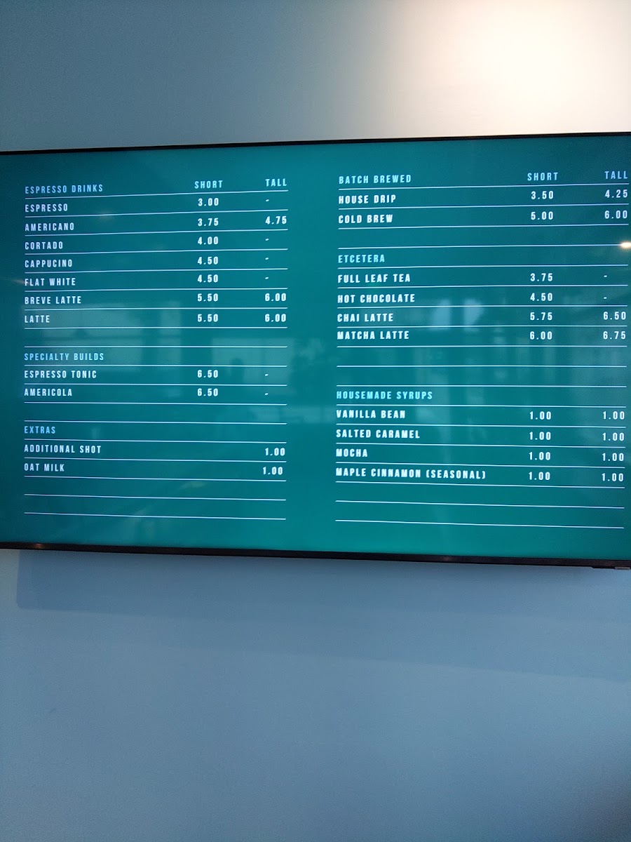 Emil's menu board