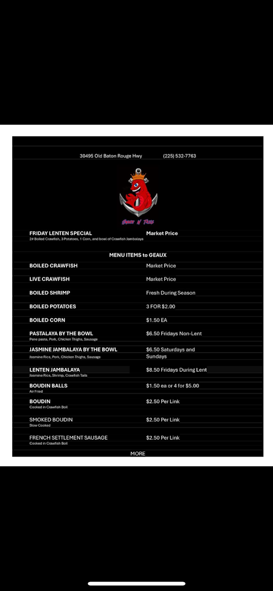 Smoke-N-Tails menu board