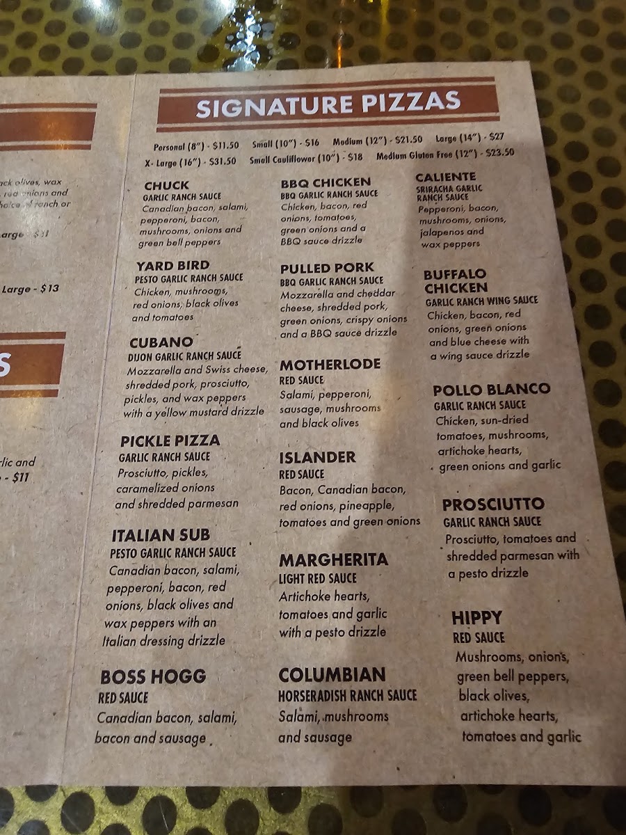 The Charlie | Black Oak Casino Resort menu board