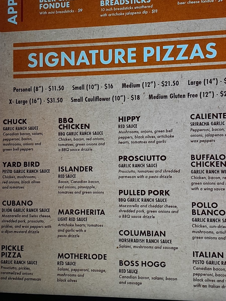 The Charlie | Black Oak Casino Resort menu board