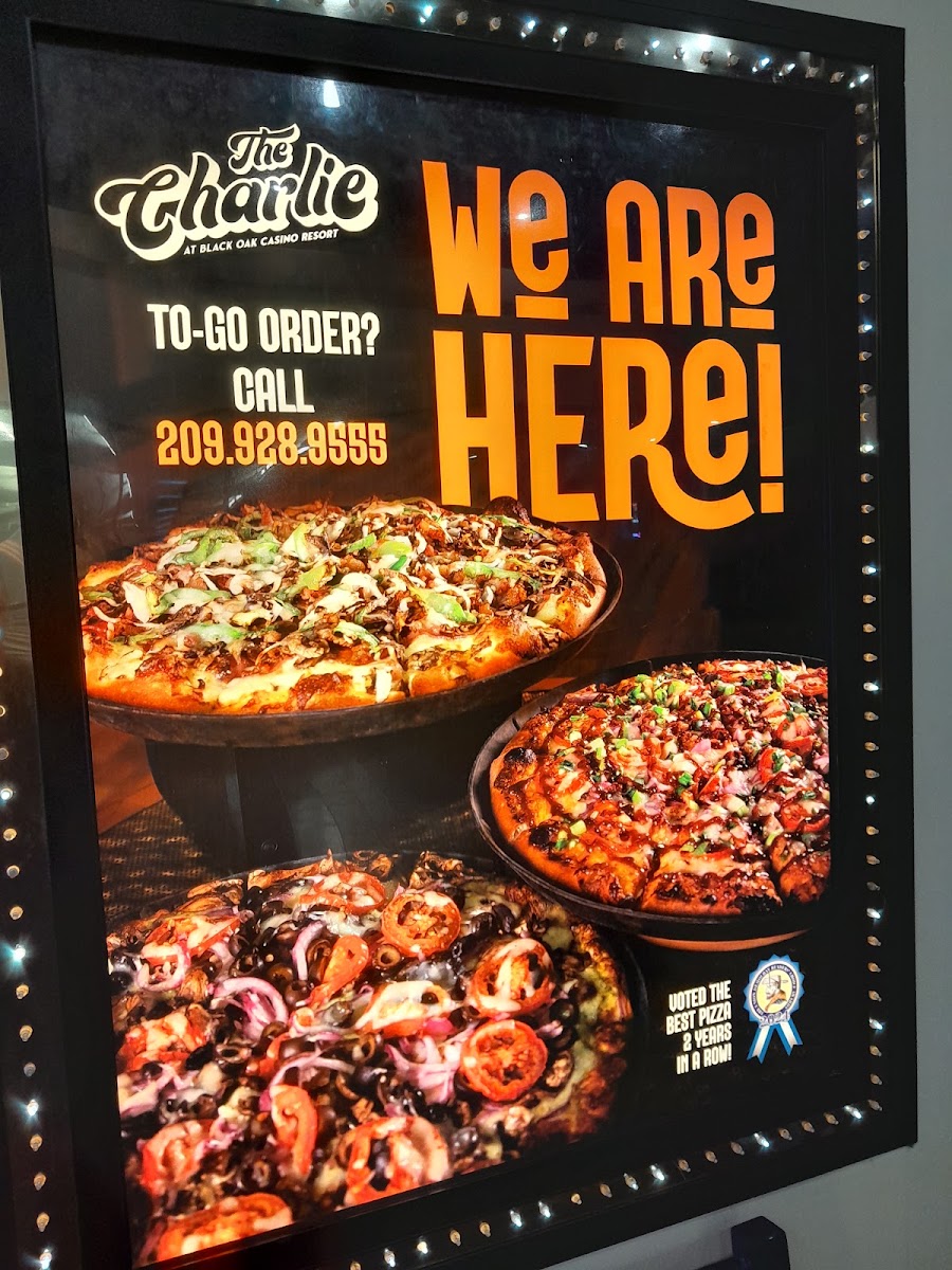 The Charlie | Black Oak Casino Resort menu board