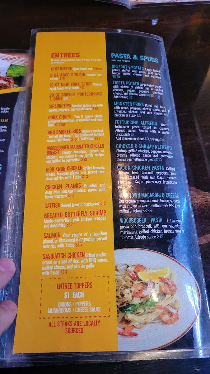 Woodbooger Grill menu board