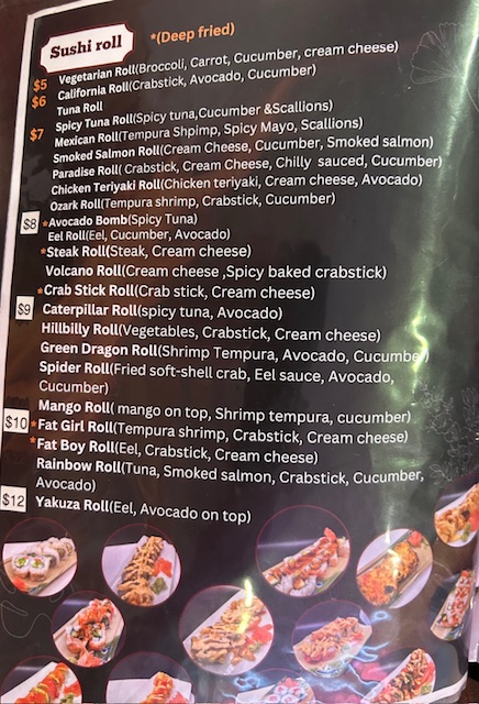 Thai Chicken Bowl(Asian food) menu board