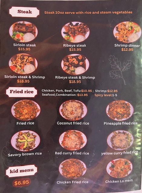 Thai Chicken Bowl(Asian food) menu board