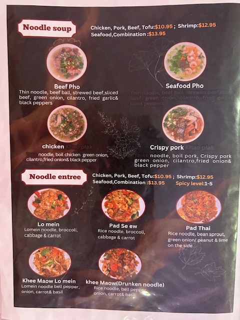 Thai Chicken Bowl(Asian food) menu board