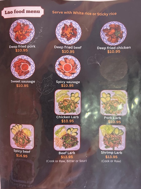 Thai Chicken Bowl(Asian food) menu board