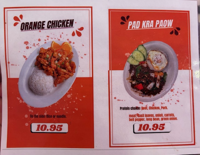 Thai Chicken Bowl(Asian food) menu board