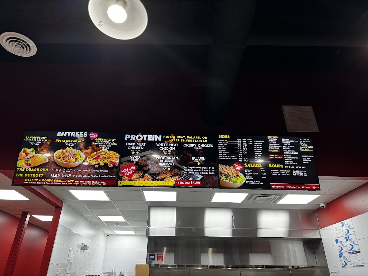 Pita Way - Grand Rapids 28th St Mediterranean menu board
