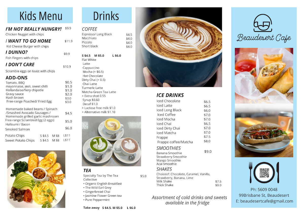 Beaudesert Cafe menu board