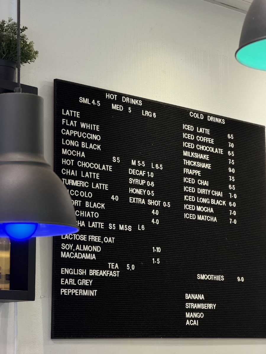 Beaudesert Cafe menu board