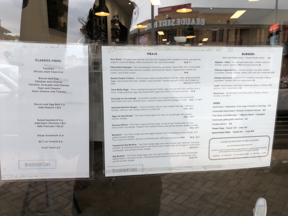 Beaudesert Cafe menu board