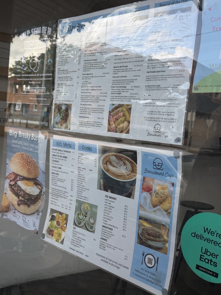 Beaudesert Cafe menu board