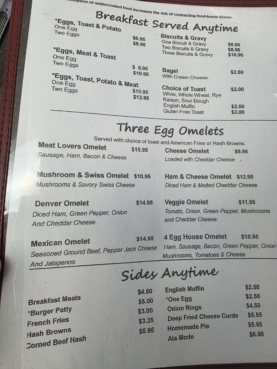 Clark's Speed-Away Cafe menu board