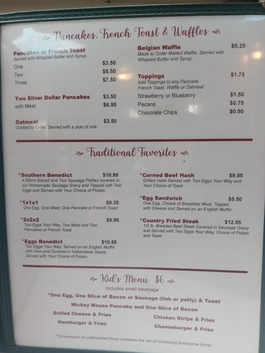 Clark's Speed-Away Cafe menu board