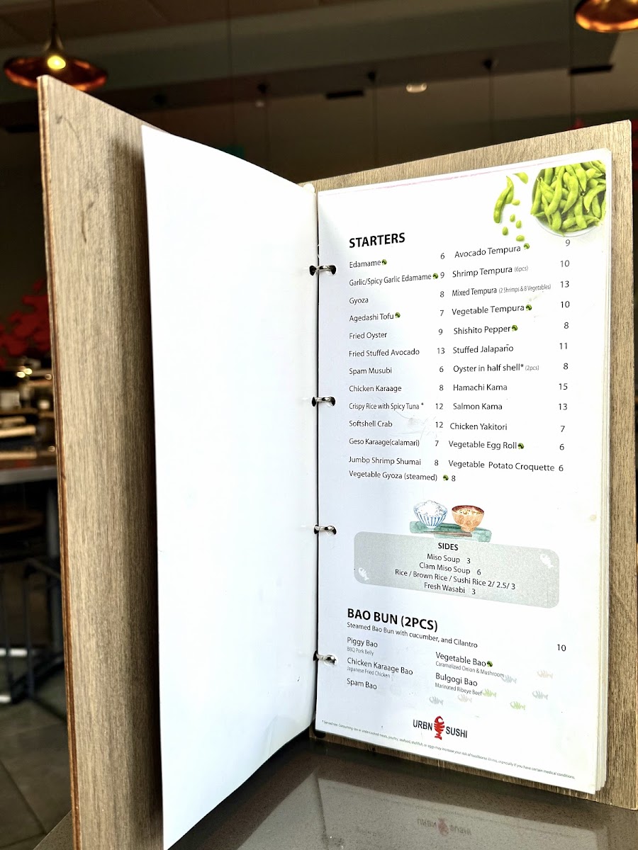 URBN Sushi - La Jolla menu board