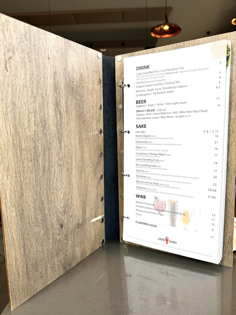 URBN Sushi - La Jolla menu board