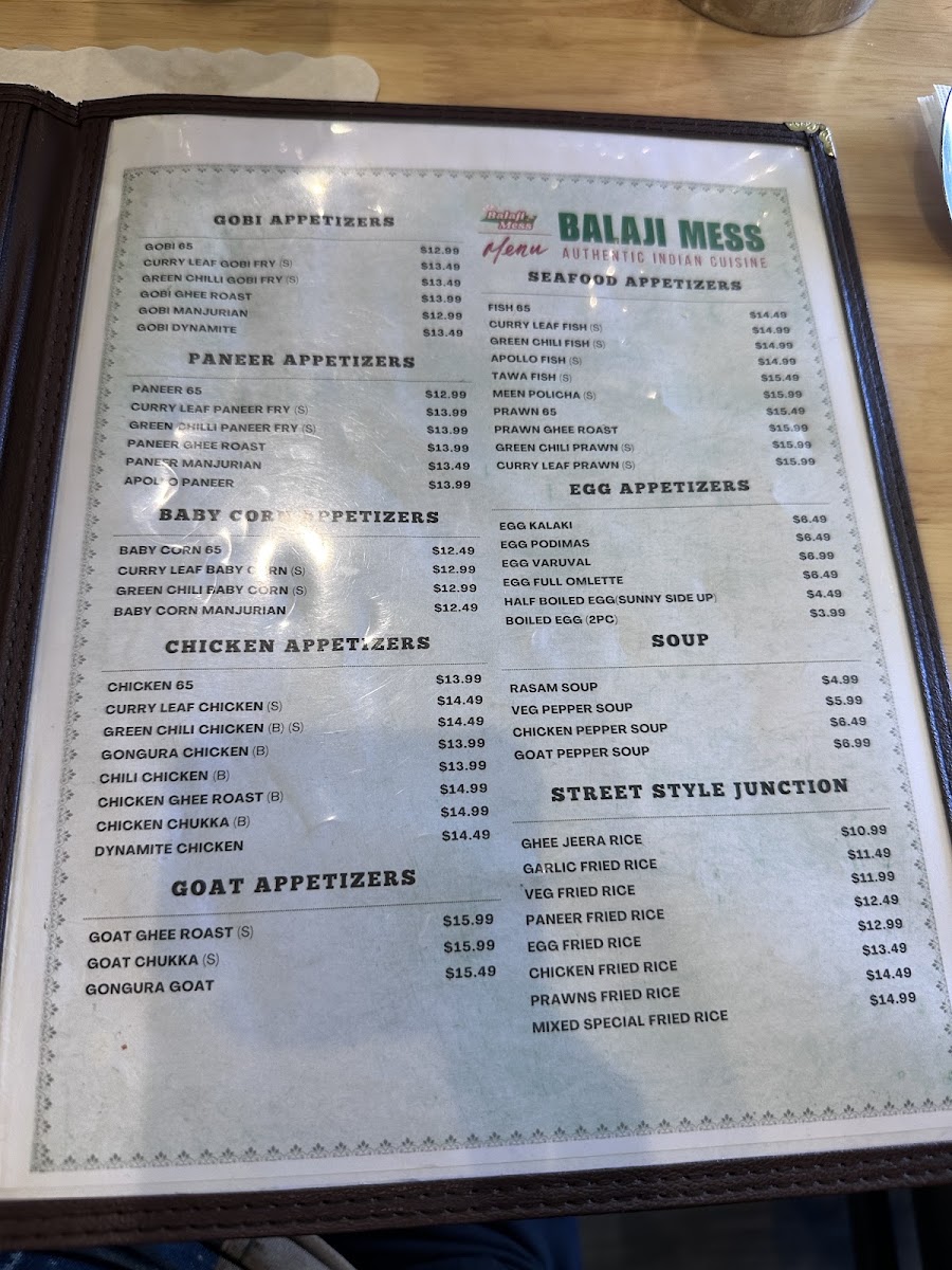 Mirchi Grill menu board