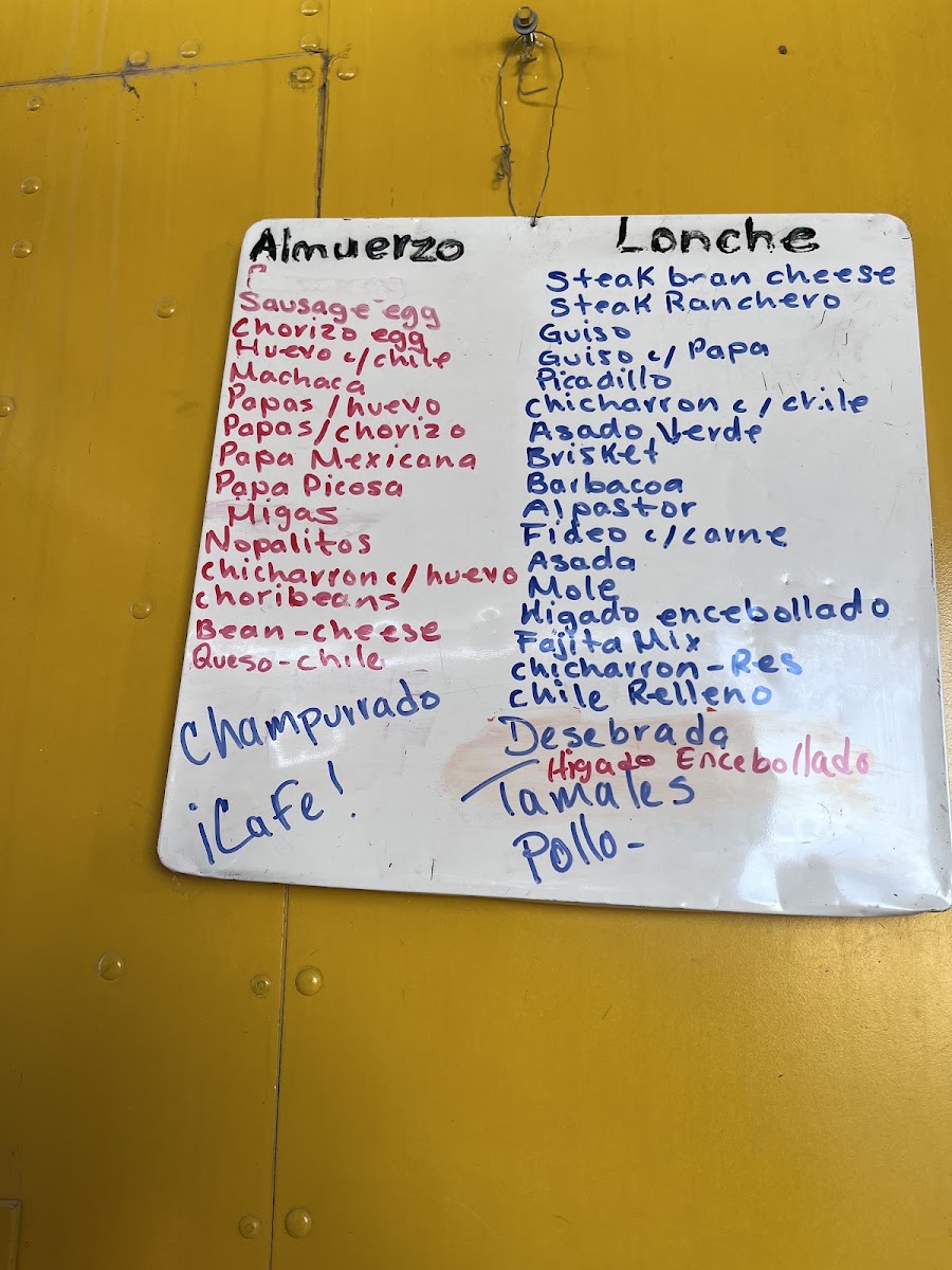 Burrito El Mexicano menu board