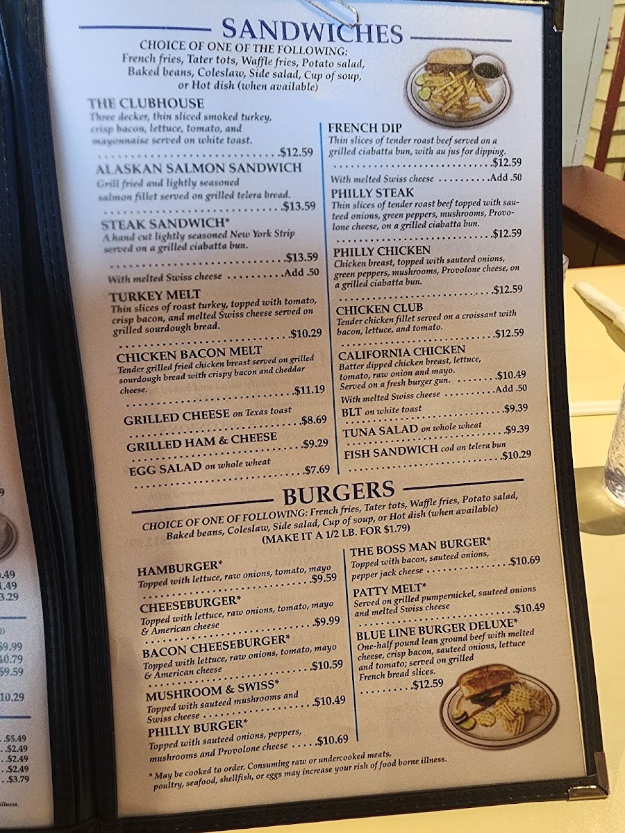 Blue Line Cafe menu board