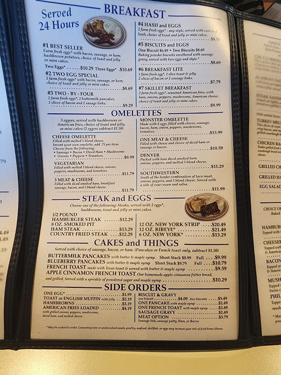 Blue Line Cafe menu board