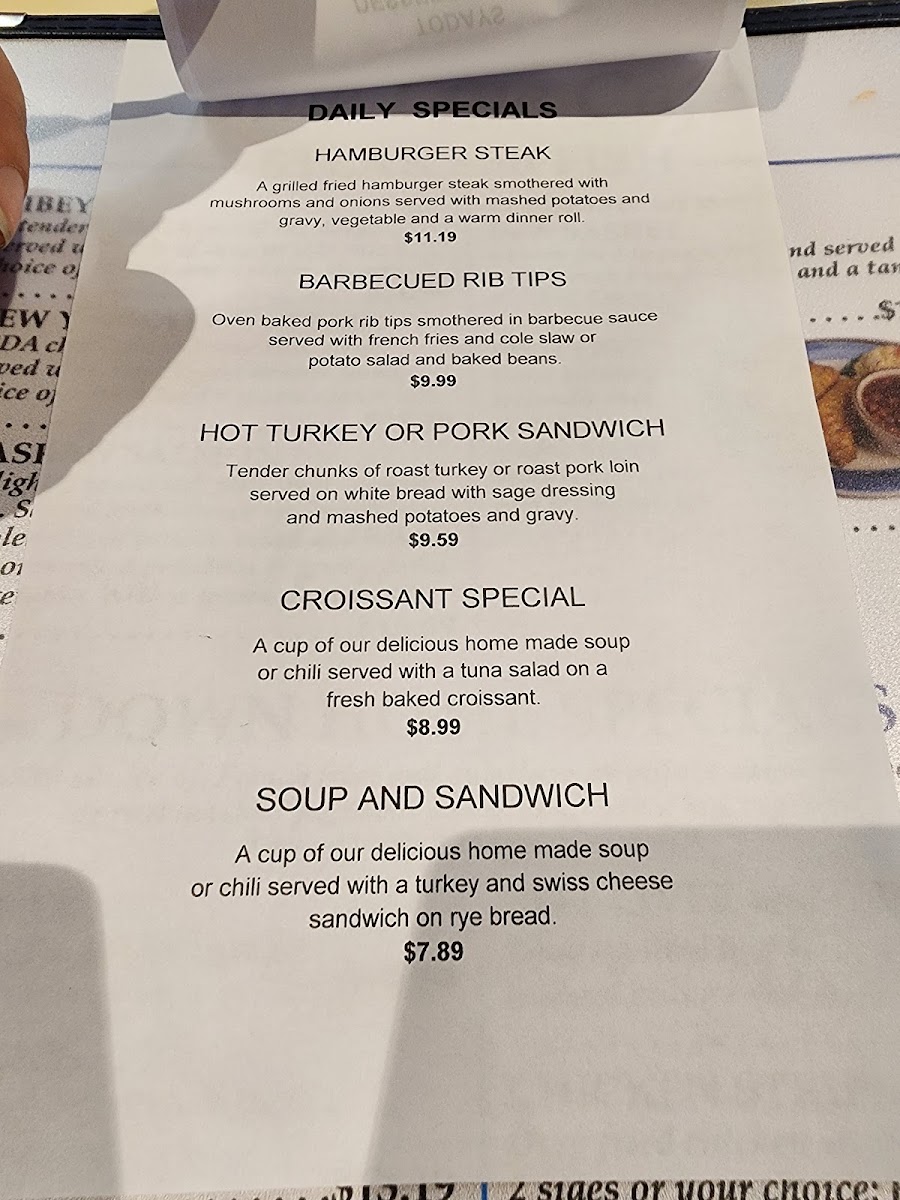 Blue Line Cafe menu board