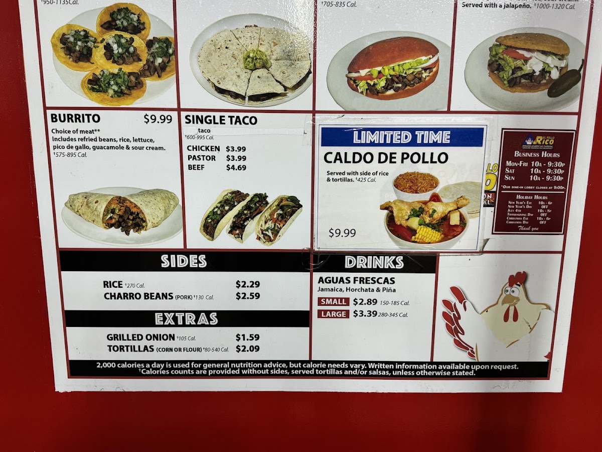 El Pollo Rico Express #7 menu board