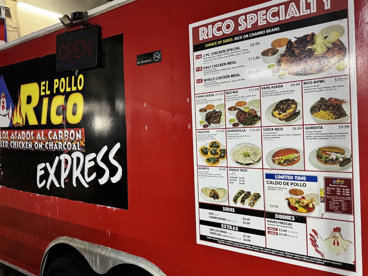 El Pollo Rico Express #7 menu board