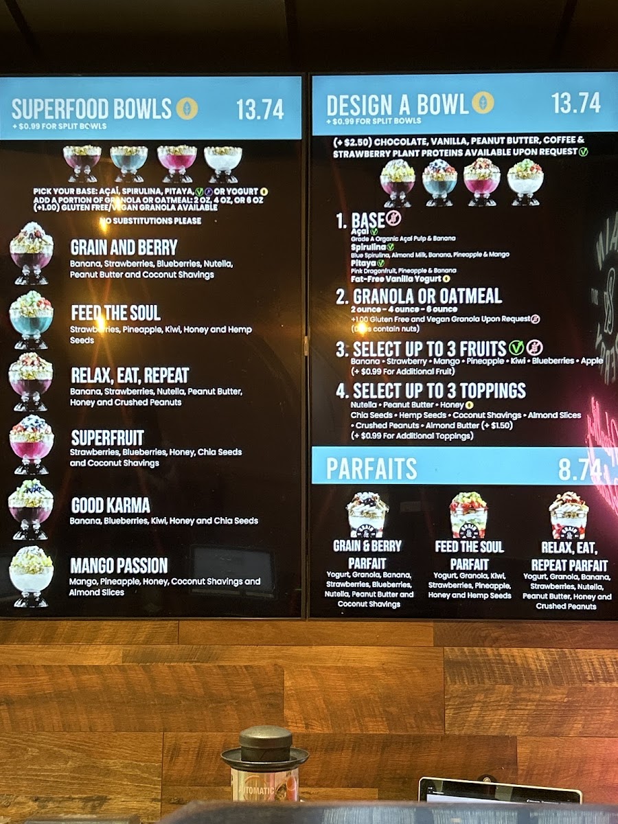Grain and Berry menu board