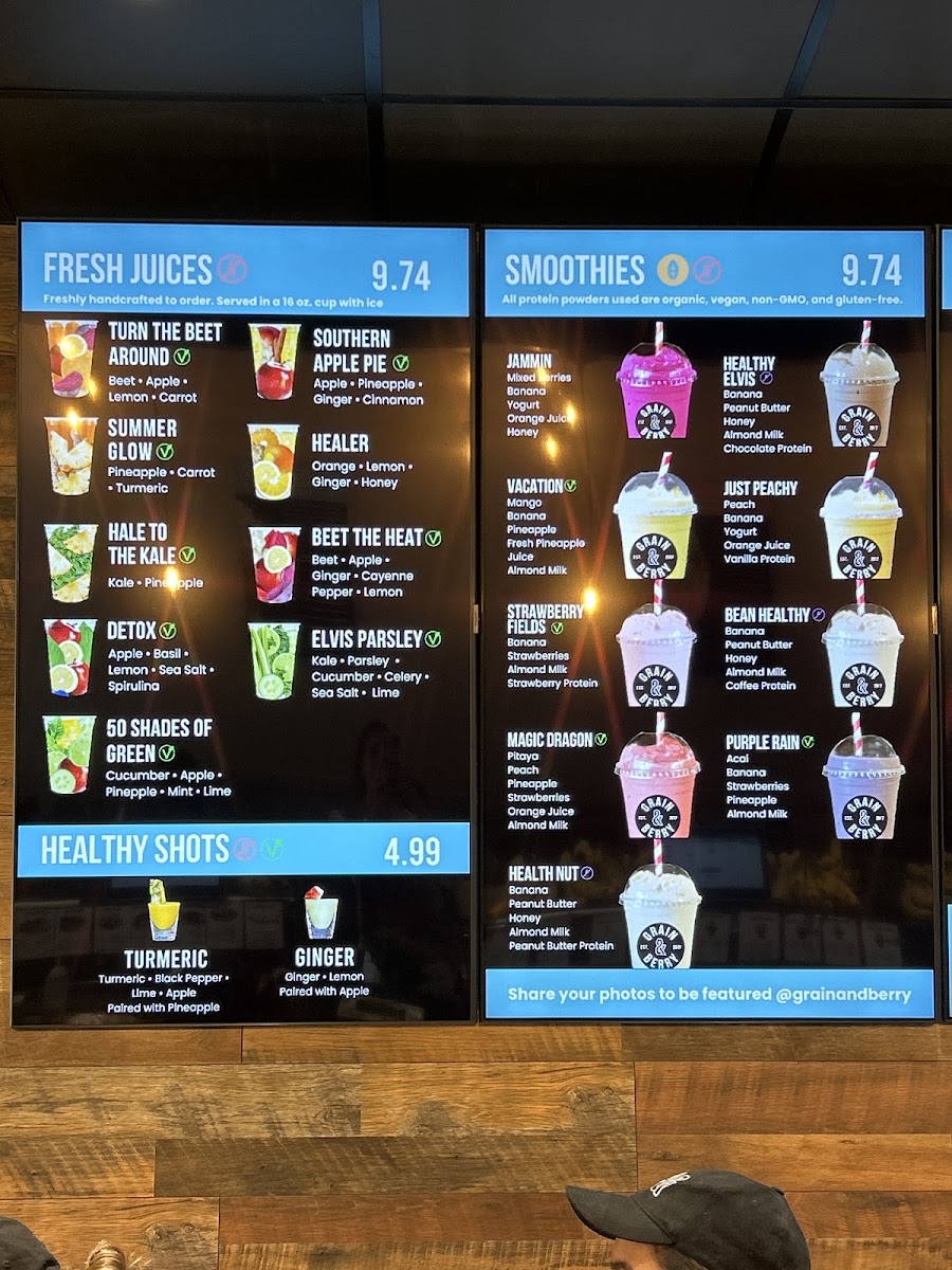 Grain and Berry menu board