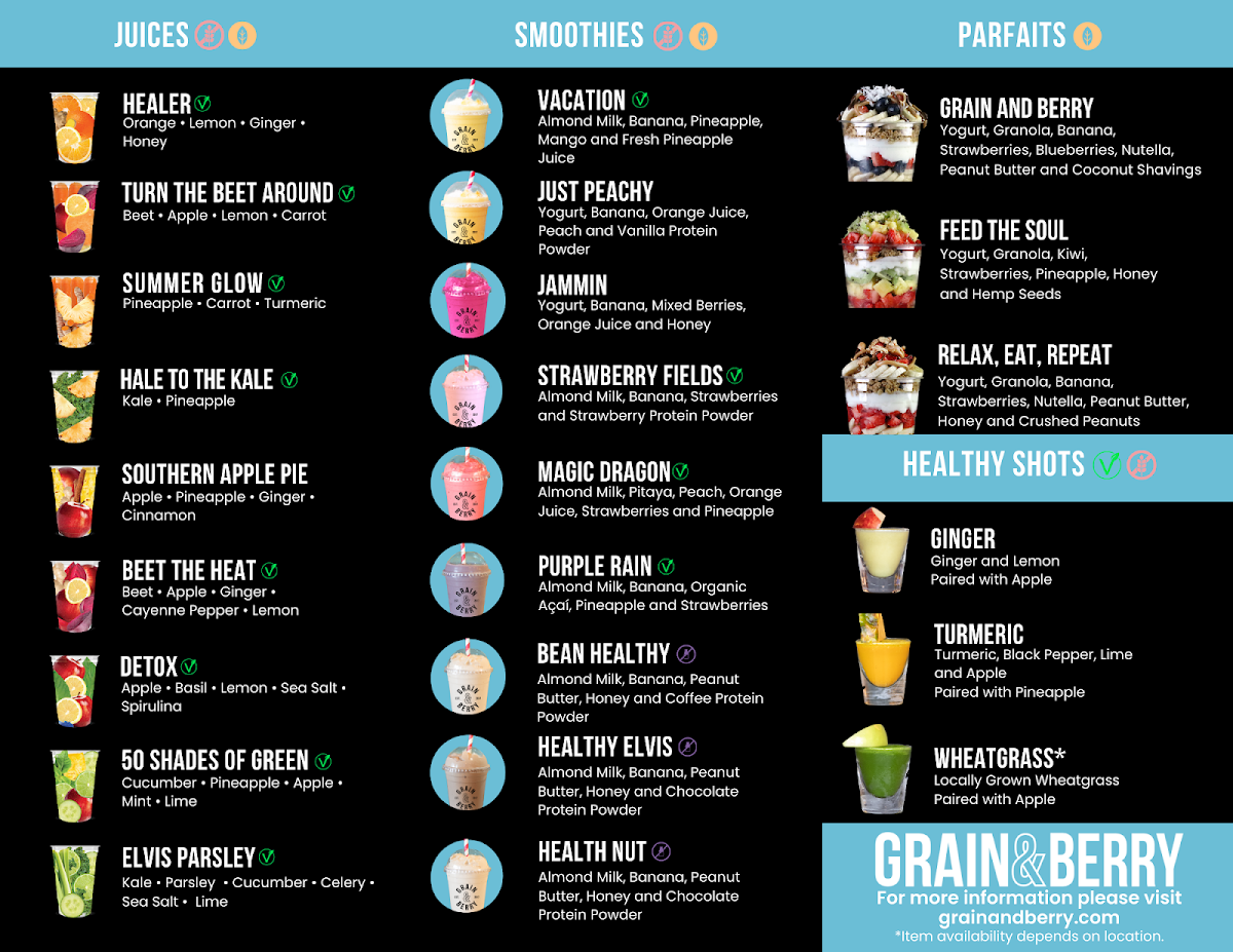 Grain and Berry menu board