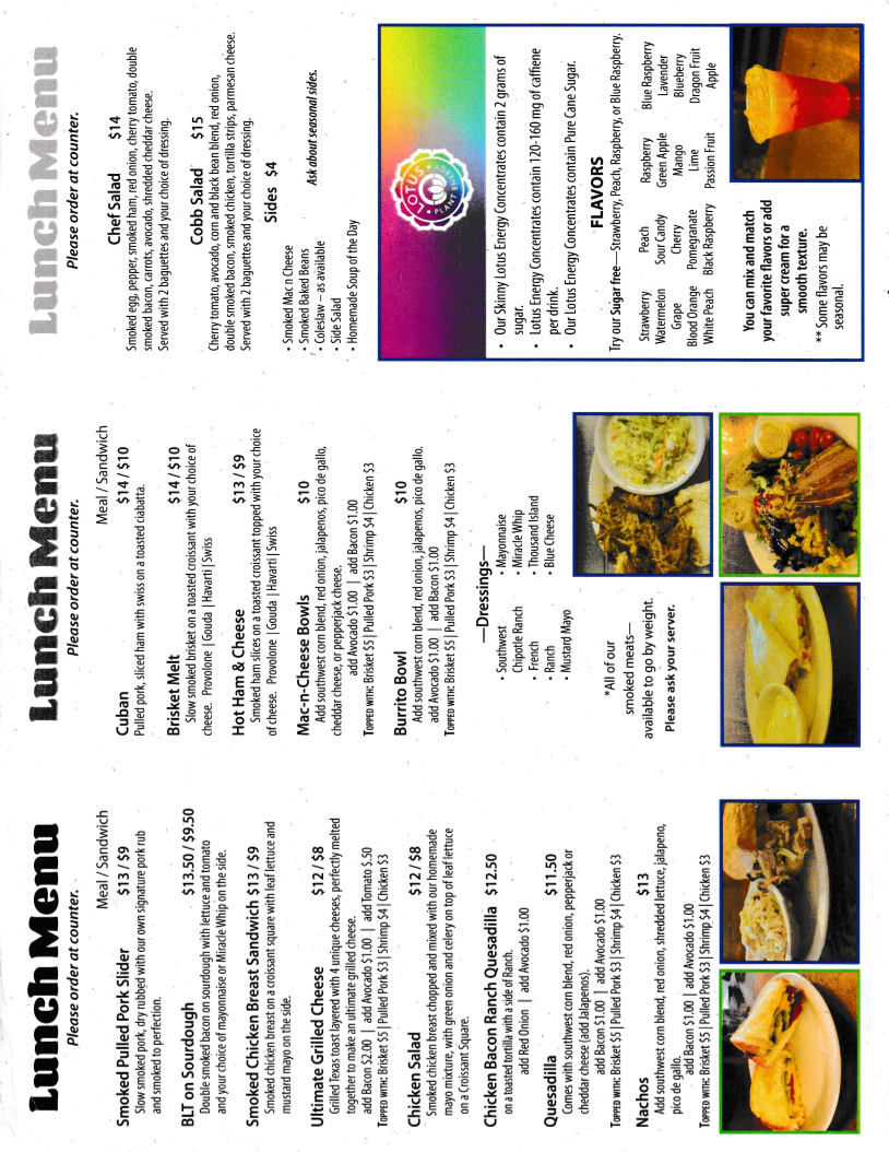 6 East Smokehouse menu board