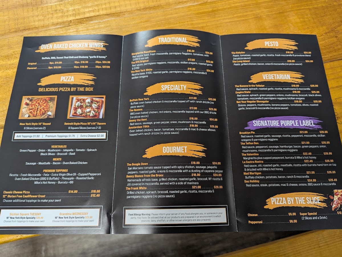Neko's of New York menu board