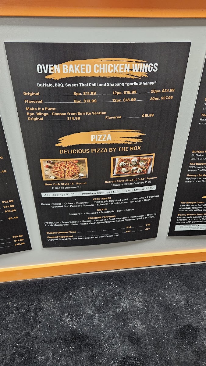 Neko's of New York menu board