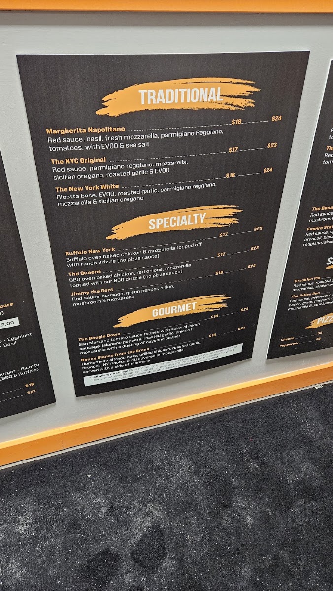 Neko's of New York menu board