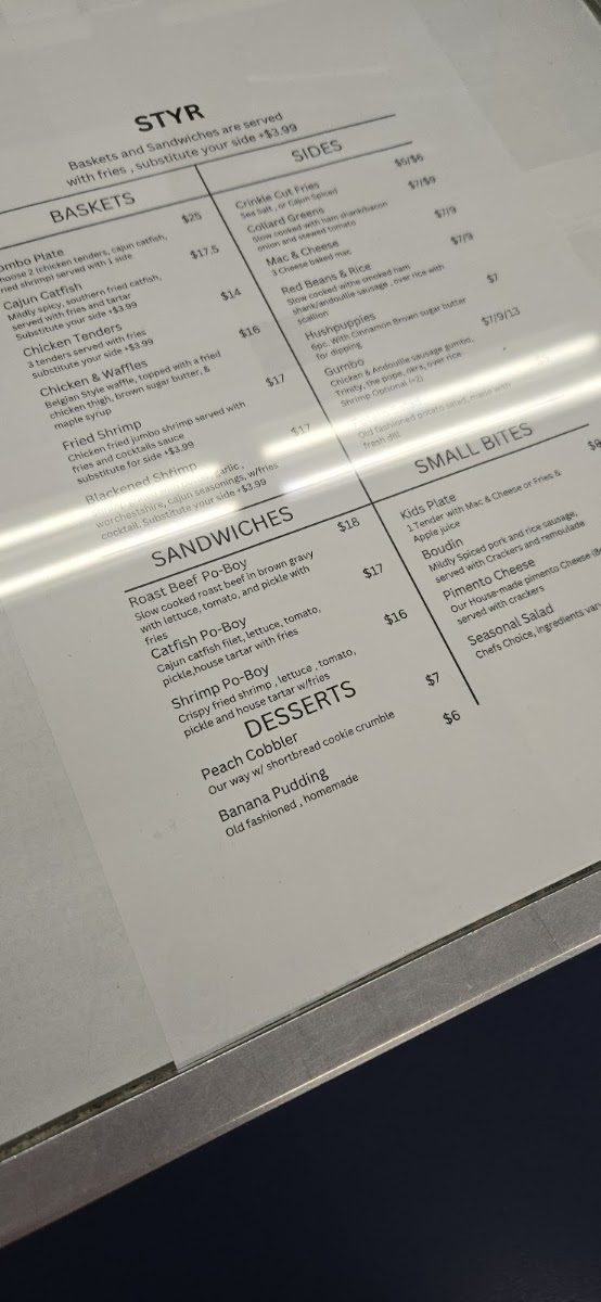Styr Kurbside Kitchen menu board