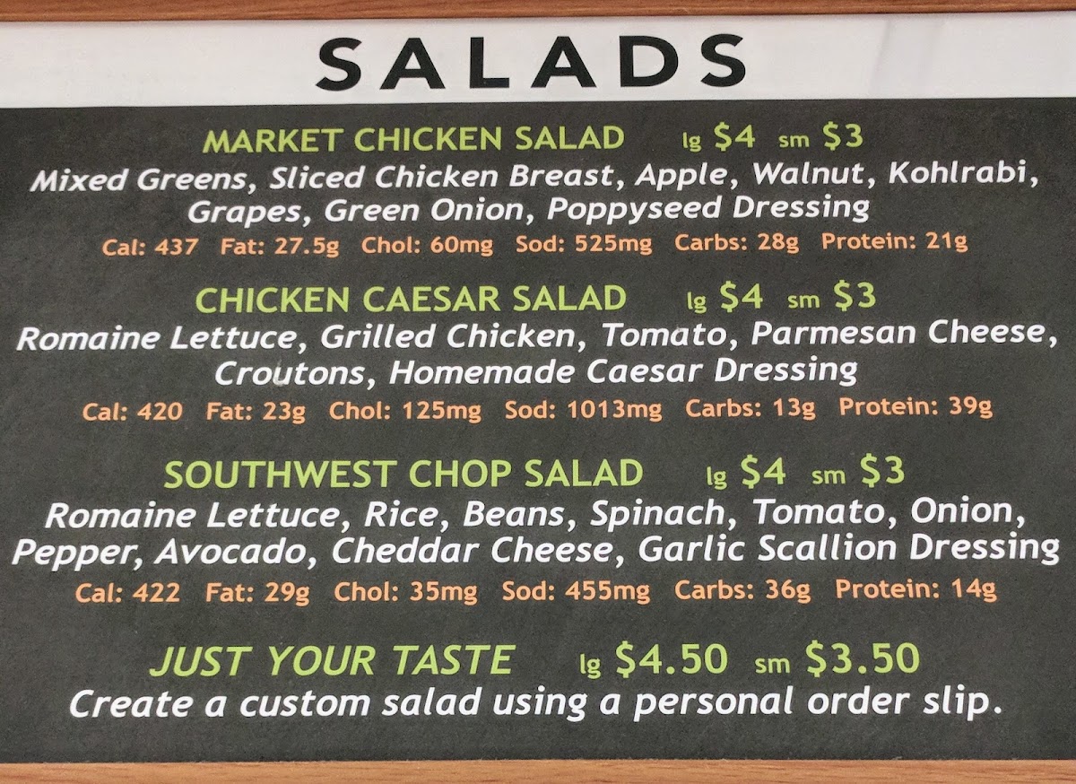 Harvest Market menu board