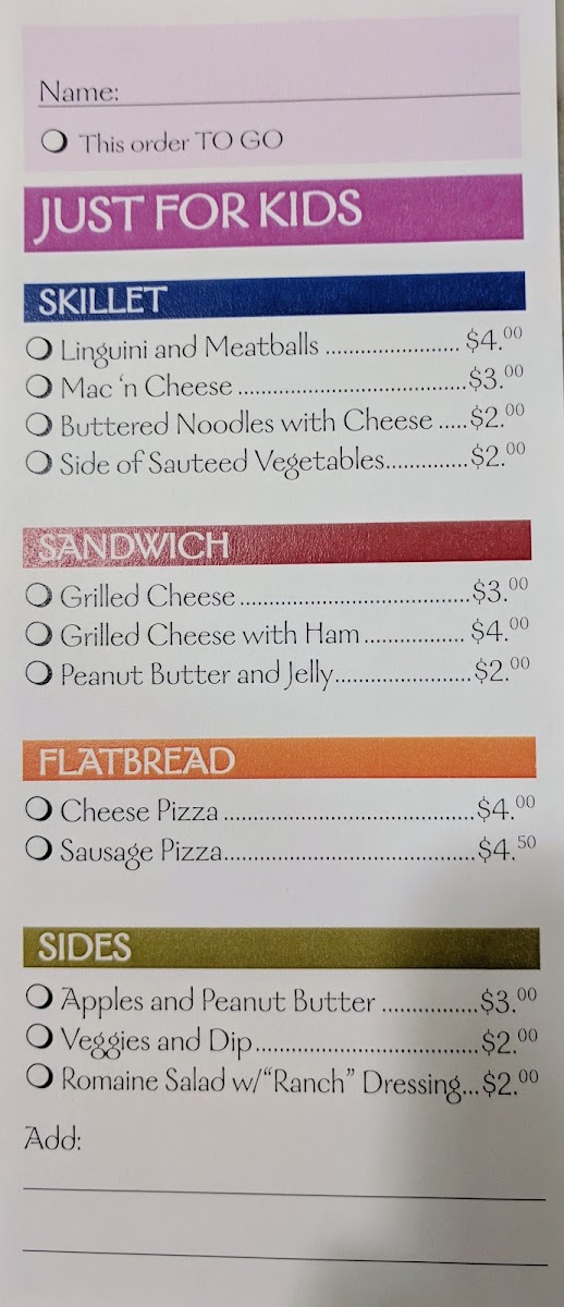 Harvest Market menu board