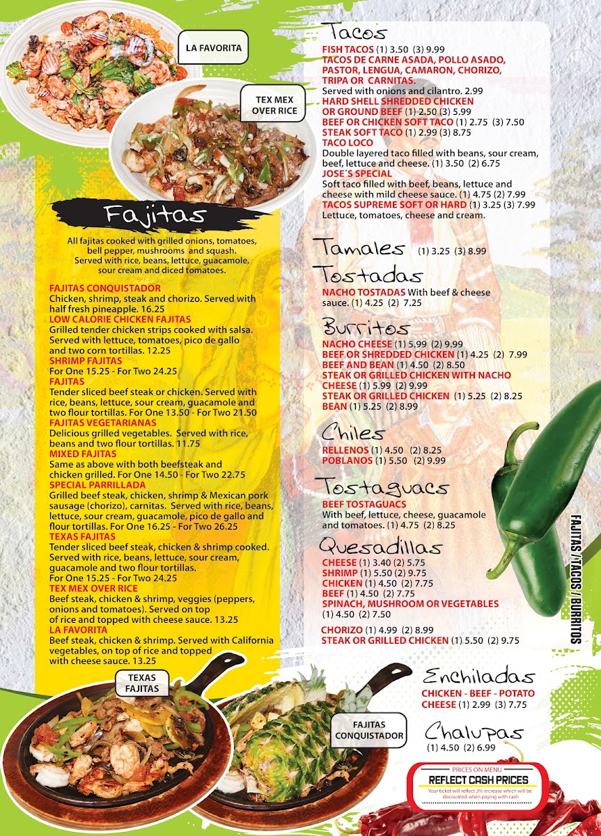El Conquistador Mexican 3 Inman menu board