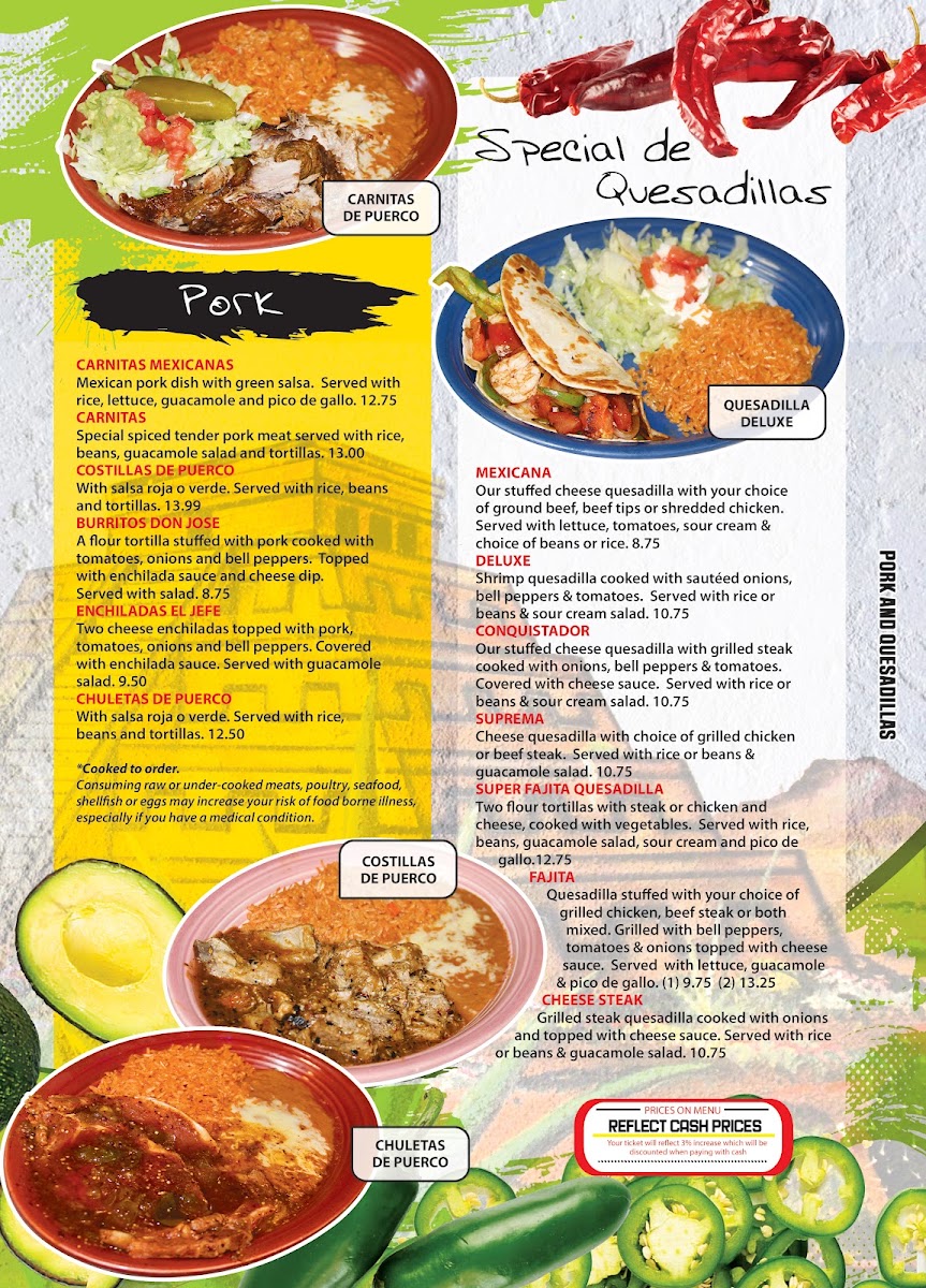 El Conquistador Mexican 3 Inman menu board