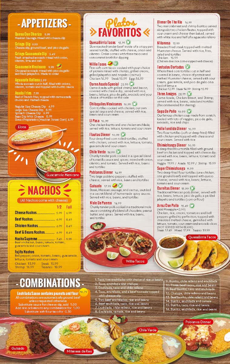 Rio 150 Mexican Restaurant - Mill One menu board