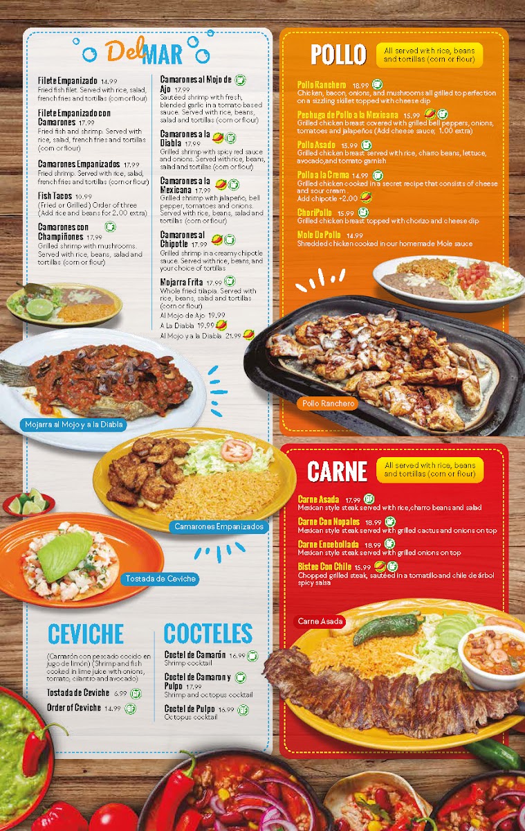 Rio 150 Mexican Restaurant - Mill One menu board