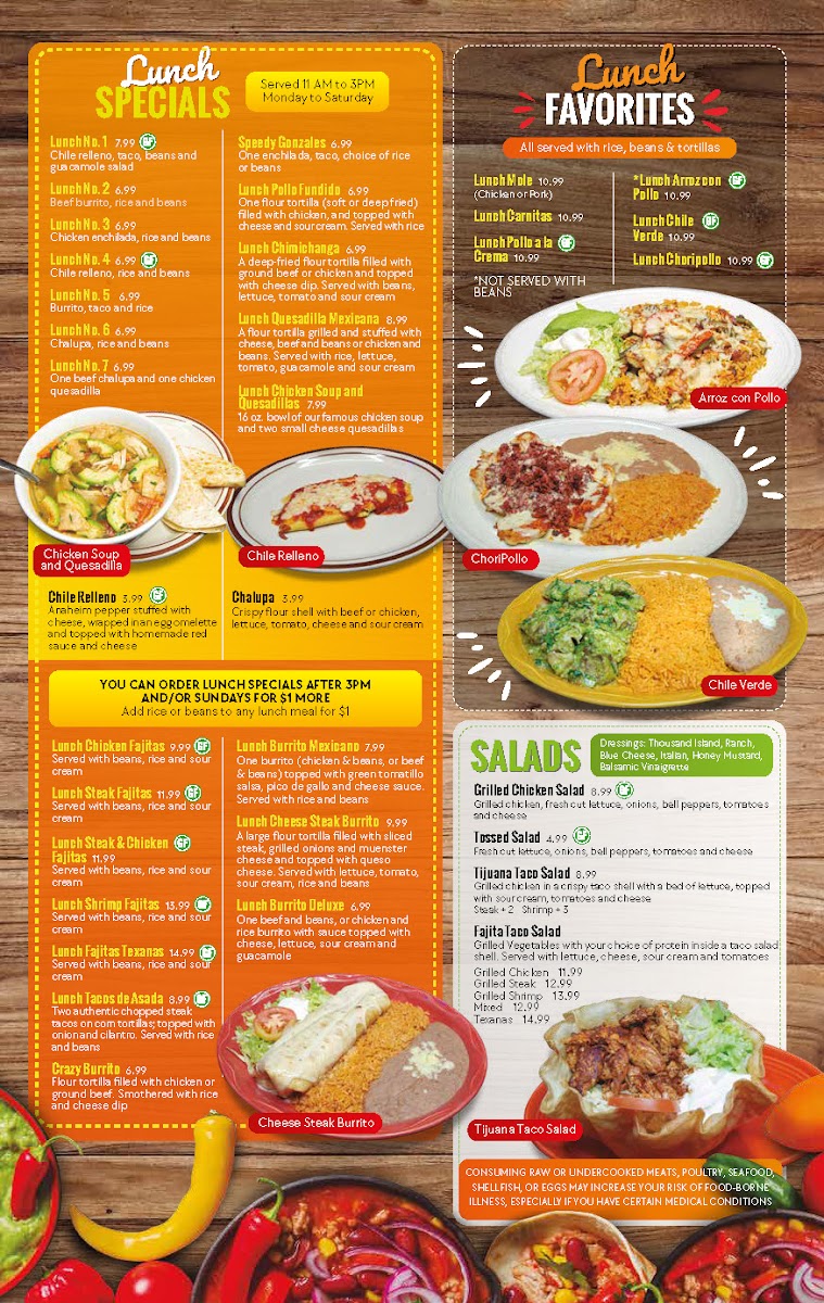 Rio 150 Mexican Restaurant - Mill One menu board