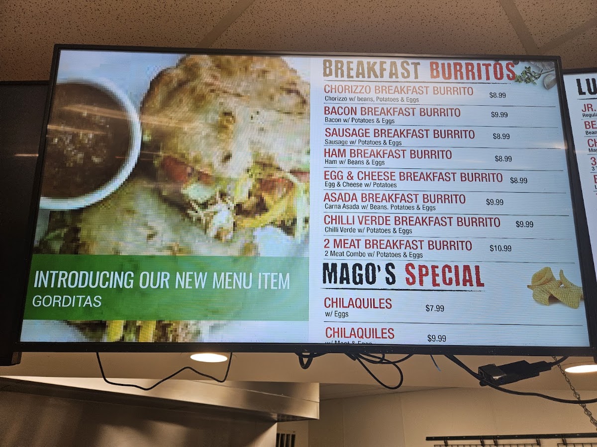 Toreado Grill menu board