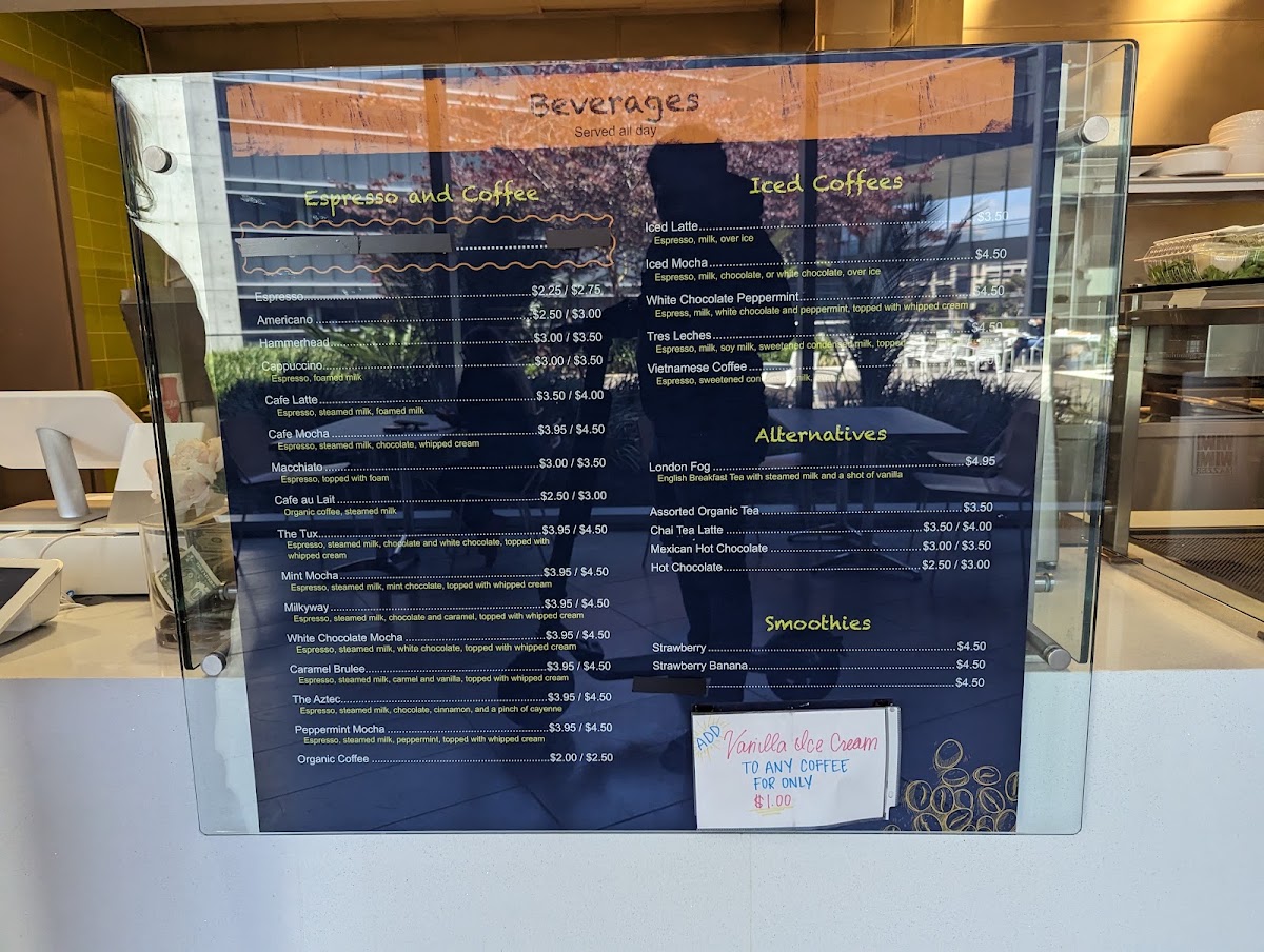 Pacific Cafe & Catering menu board