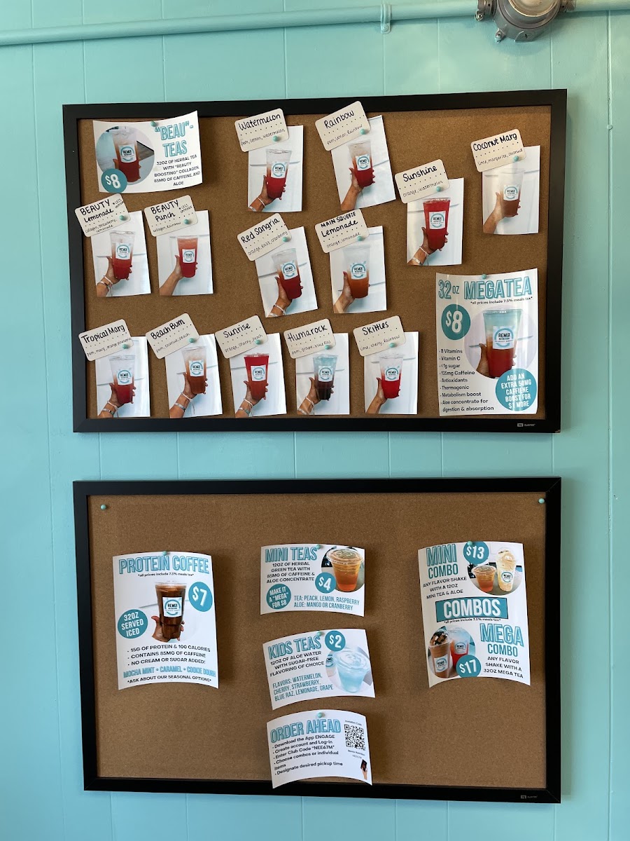 Remix Nutrition - shakes, teas, more menu board