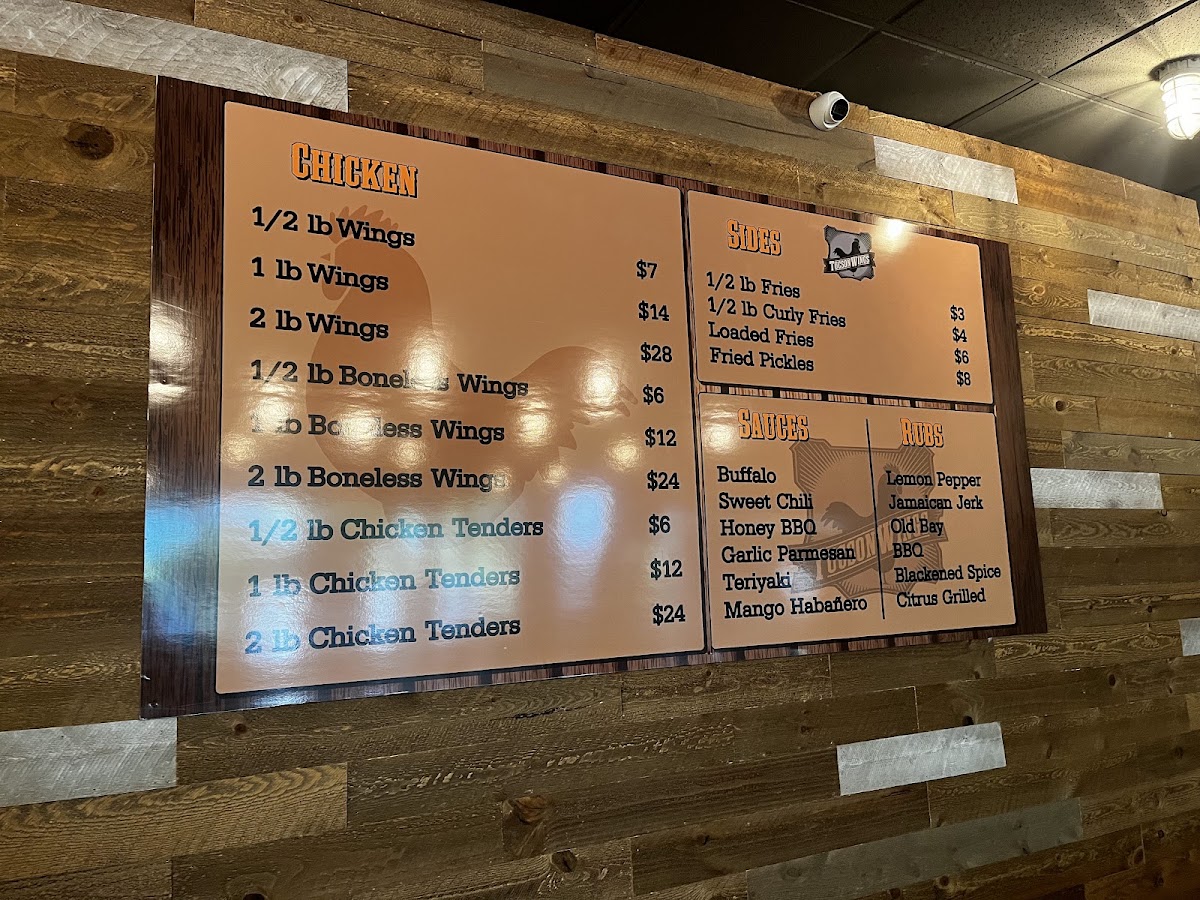 Tucson Wings menu board